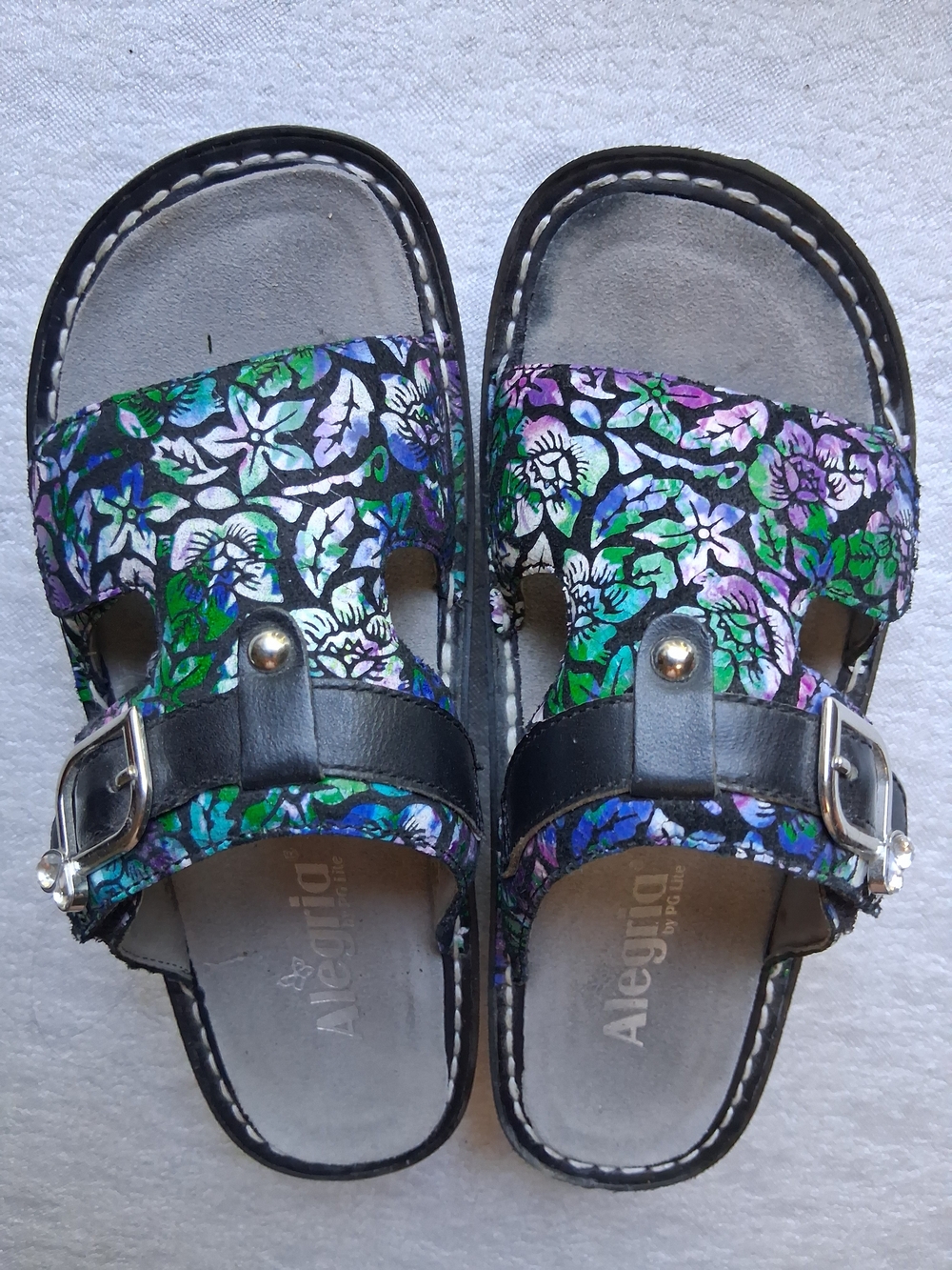 0Size 7 Womens Alegria Floral Print Sandals